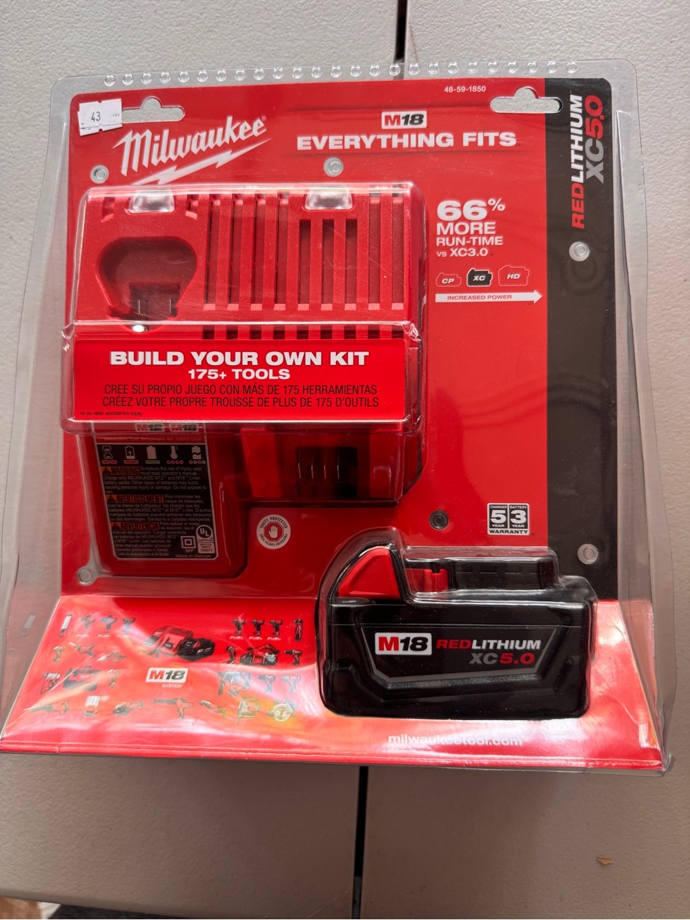 NEW Milwaukee M18 XC5.0 5.0Ah Battery & M12 M18 Charger Kit 48-59-1850